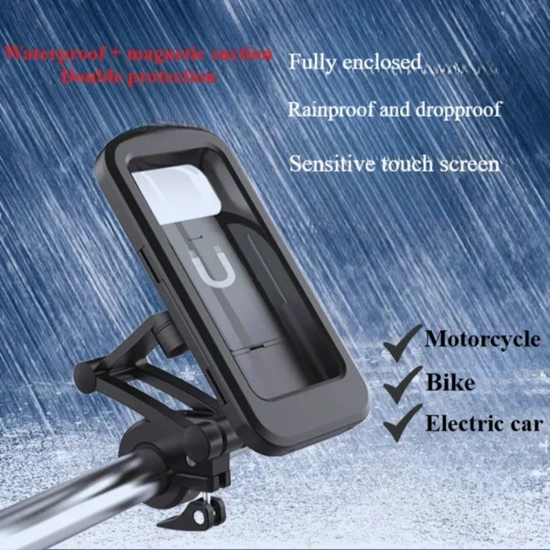 

Motorcycle Cellphone Holde 360° Swivel Adjustable Bicycle Phone Holder Waterproof Phone Box Touch Screen Cases Moto Electric Car