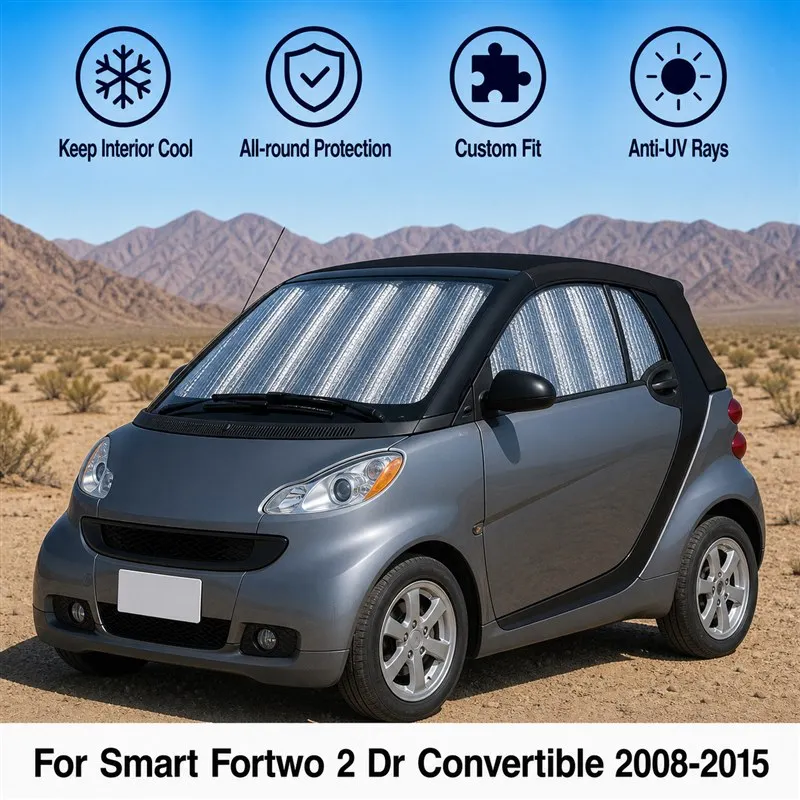 For Smart Fortwo 2 Dr Convertible 2008-2015 Full Set Car Window Sunshades UV Block Privacy Heat Insulated Foldable Car Curtain