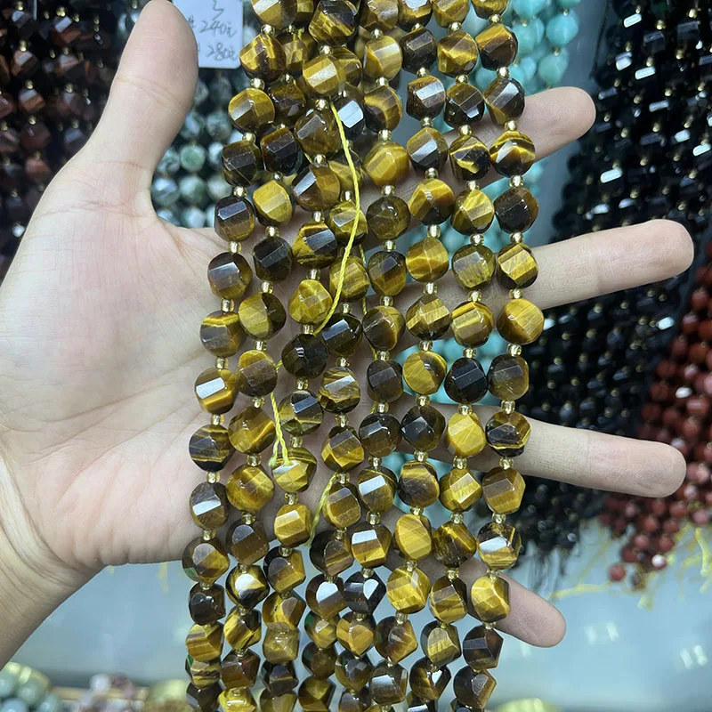 8/10mm Natural  AmazoniteTwist Beads Cut face Tiger eye Beads Faceted Loose Bead DIY Charm Bracelet Necklace Jewelry Making