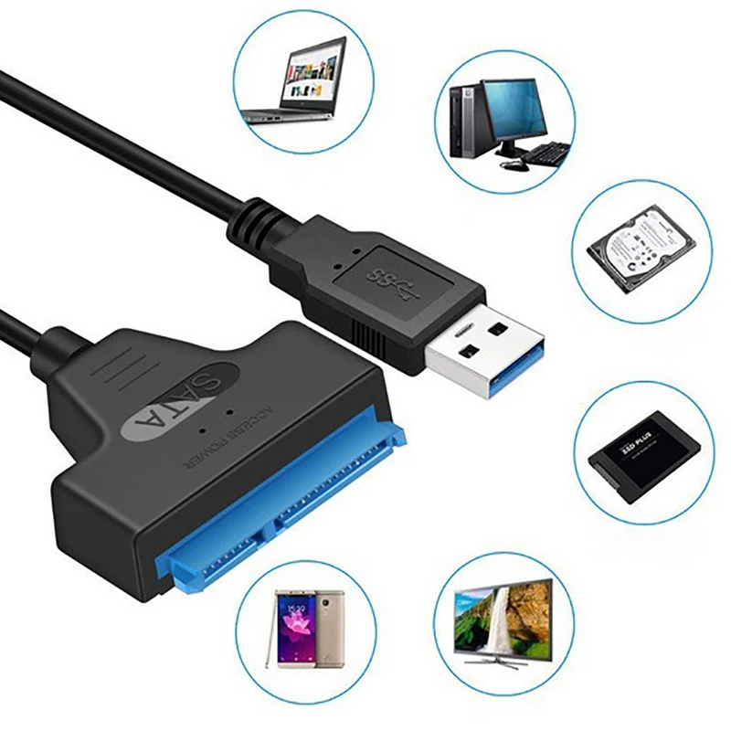 USB Sata 3 para USB 3.0 cabo adaptador, cabos de computador conectores, suporte 2,5 polegadas, SSD, HDD, disco rígido