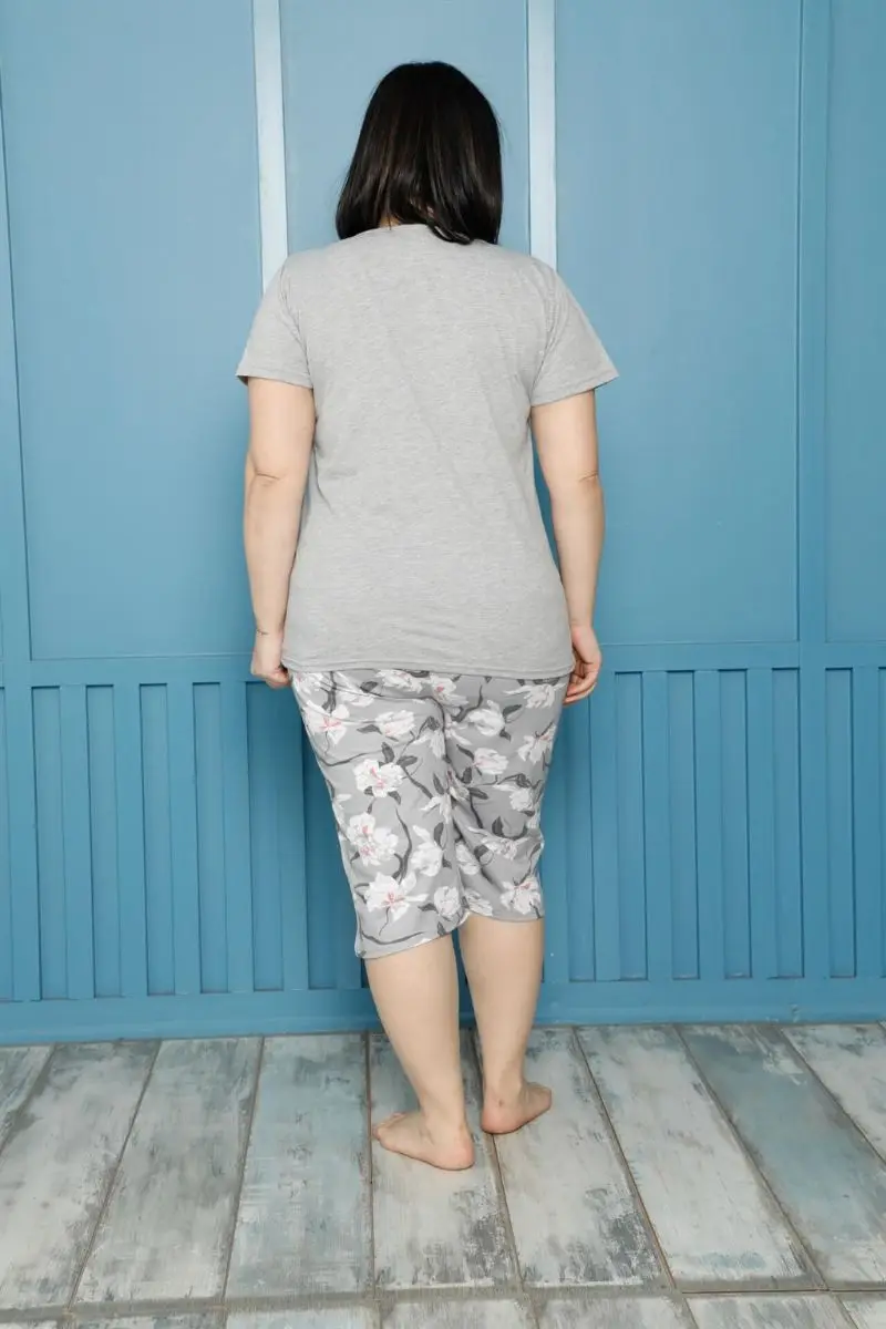 Mode Lijn Vrouwen 100 Katoen Capri Plus Size Pyjama Pak