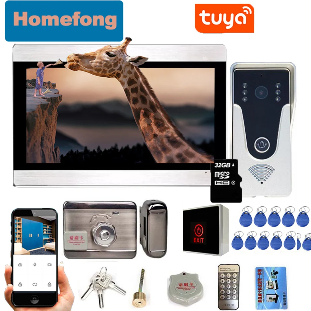 

Homefong 1080p видеодомофон Tuya умный беспроводной Wi-Fi видеодомофон дверной звонок камера обнаружения движения запись удаленная разблокировка