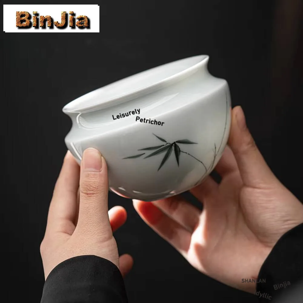 350ml Hand-painted Bamboo Ceramic Jianshui Zen Tea Cup Wash Writing-brush Washer Household Chaxi Chinese Set Accessories Craft