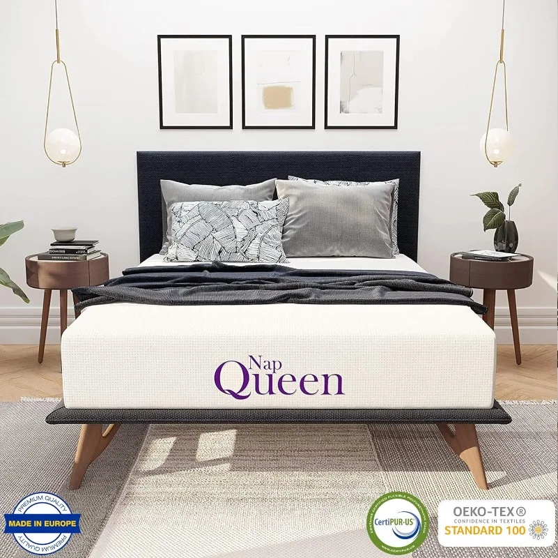 NapQueen 10 Inch Twin-XL Size Mattress, Cooling Gel Memory Foam Mattress, Bed in a Box White