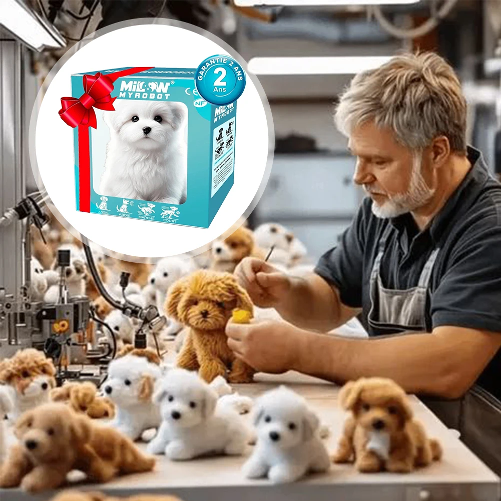 1 قطعة الحيوانات المحشوة واقعية الروبوتية جرو محاكاة لعبة أفخم روبوت الكلب بطارية تعمل التفاعلية المشي الكلب لعبة طفل هدية #5