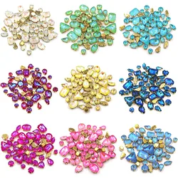 New Sell Well 50Pcs/Bag Bulk Wholesale Mix Shape Crystal Stones Gold Claw Glass Mocha AB Rhinestone Sew On Bags/Shoes/Clothes