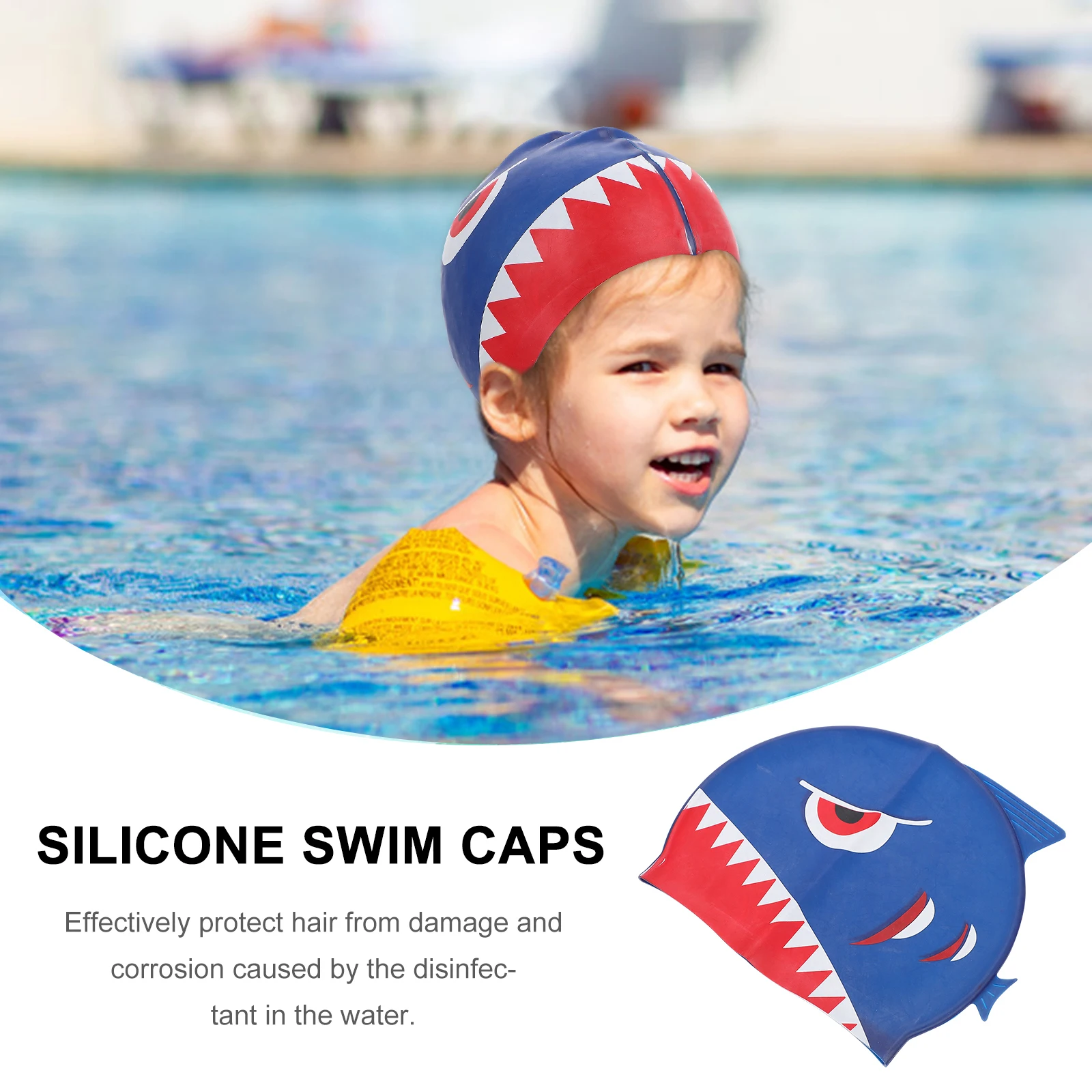 

Kids Silicone Swim Cap Waterproof Swimming Hat Adorable Toddler Swim Caps Ear Protector Flexible Anti-Slip Design