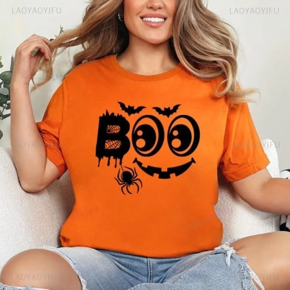 Spooky Ghost Themed Cute Boo Halloween Parties Tshirt Fashion Loose Casual Short Sleeve Women Streetwear Hip Hop Man T Shirt
