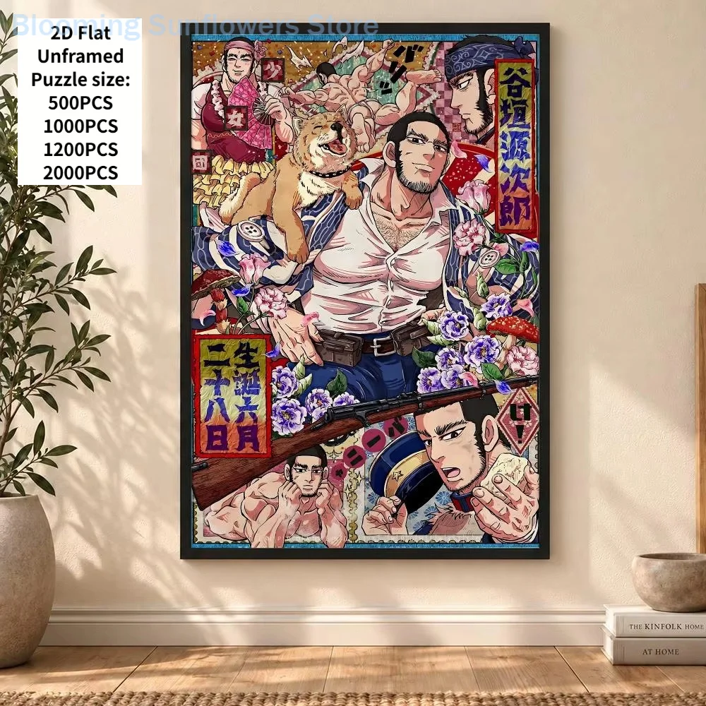 70X50cm Adult Puzzle 1000 Pieces Paper Jigsaw Puzzles Golden Kamuy Sugimoto Asirpa Painting Series Learning Education Craft Toy