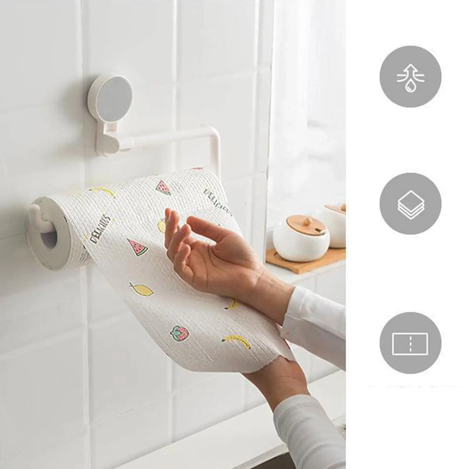 1 Roll Kitchen Cleaning Dish Cloth Lazy Rag Scouring Pad Oil-free Disposable Dish Towel Non-woven Fabric Cleaning Rags