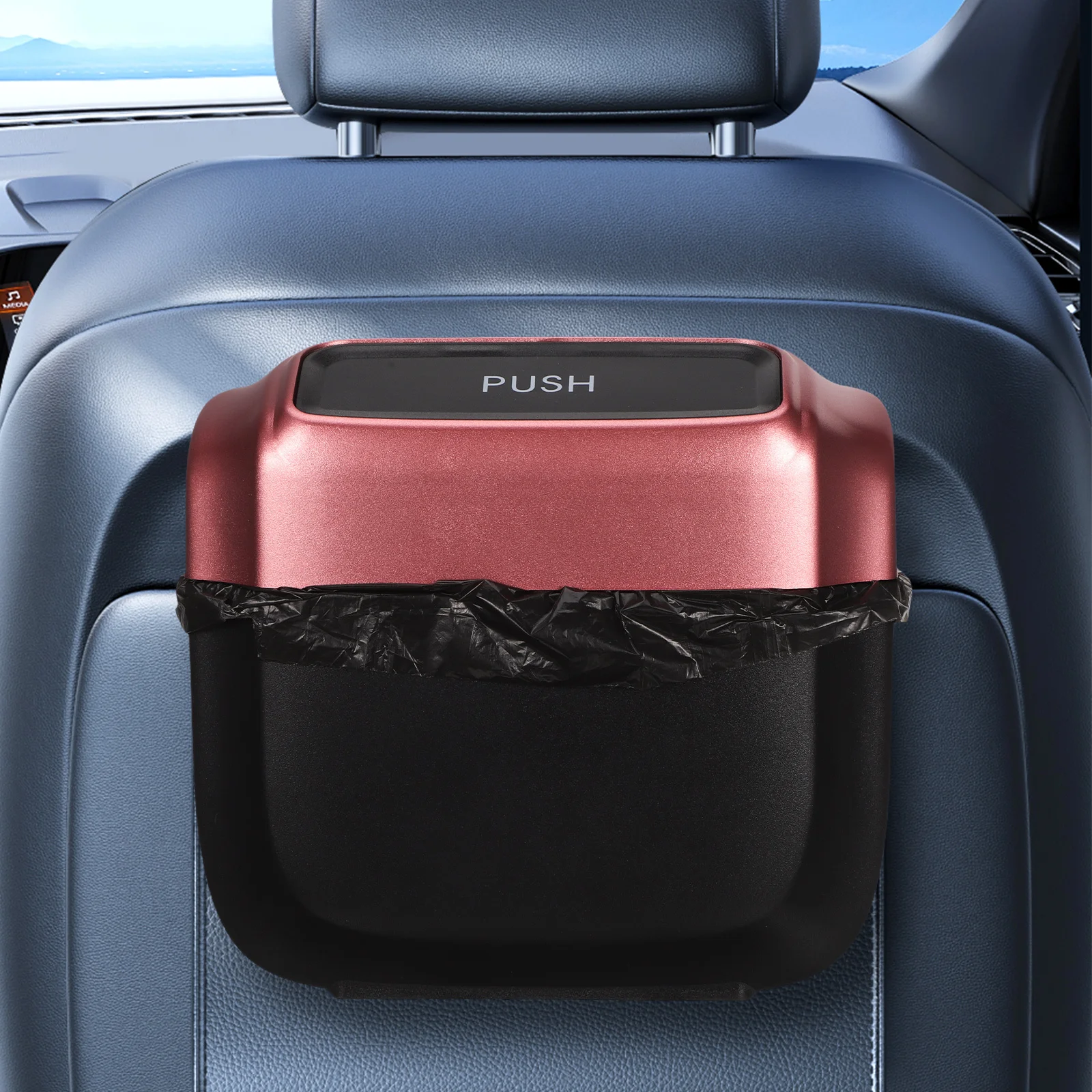 

Portable Car Trash Can Leakproof Large Capacity Garbage Bin Compact Car Interior Trash Container Automotive Vehicle Accessory
