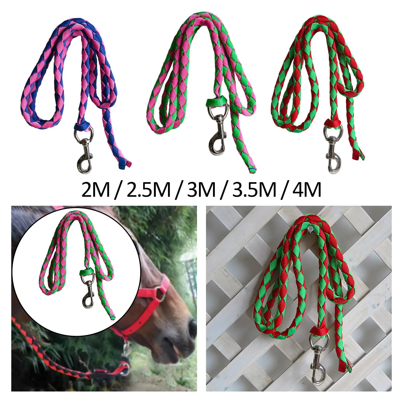 Horse Lead Rope with Bolt Snap, Durable Horse Leash Rope Swivel Buckle, Equestrian Equipment