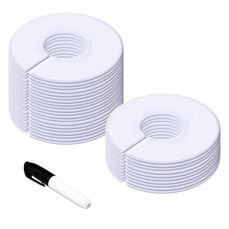 

【CLEARANCE】30 Pack White Round Clothing Size Closet Rack Dividers Hangers With 1Marker (Outer 3.5Inch, Inner 1.38Inch In Diamete