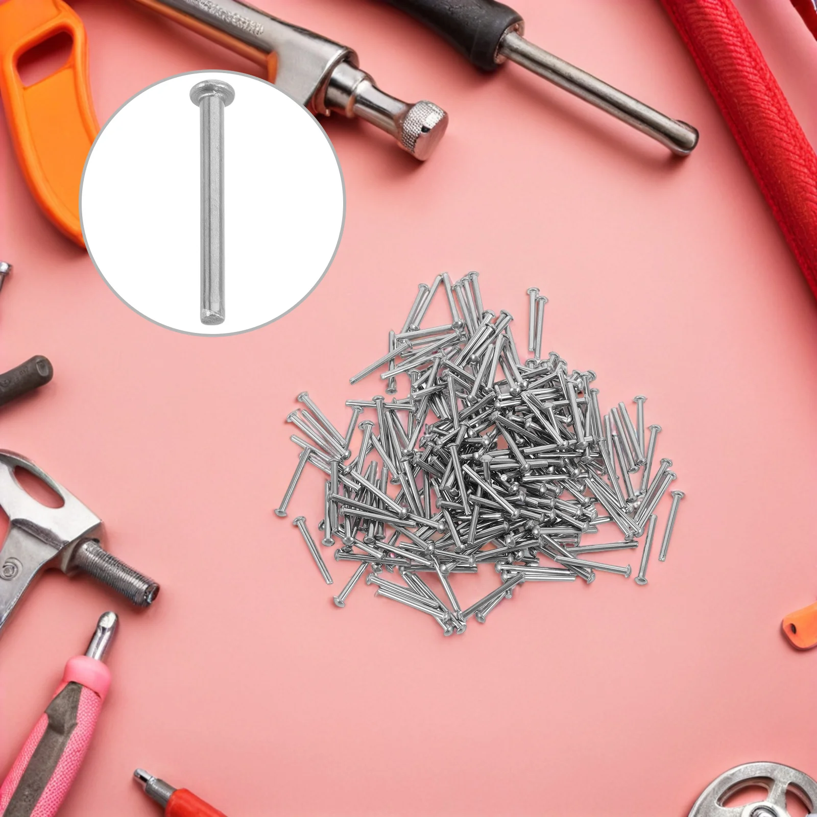 

200pcs Solid Rivets Stainless Steel Dome Head Round Head Rivet Set For Craft Wood Diy Projects Rivets Kit Metal