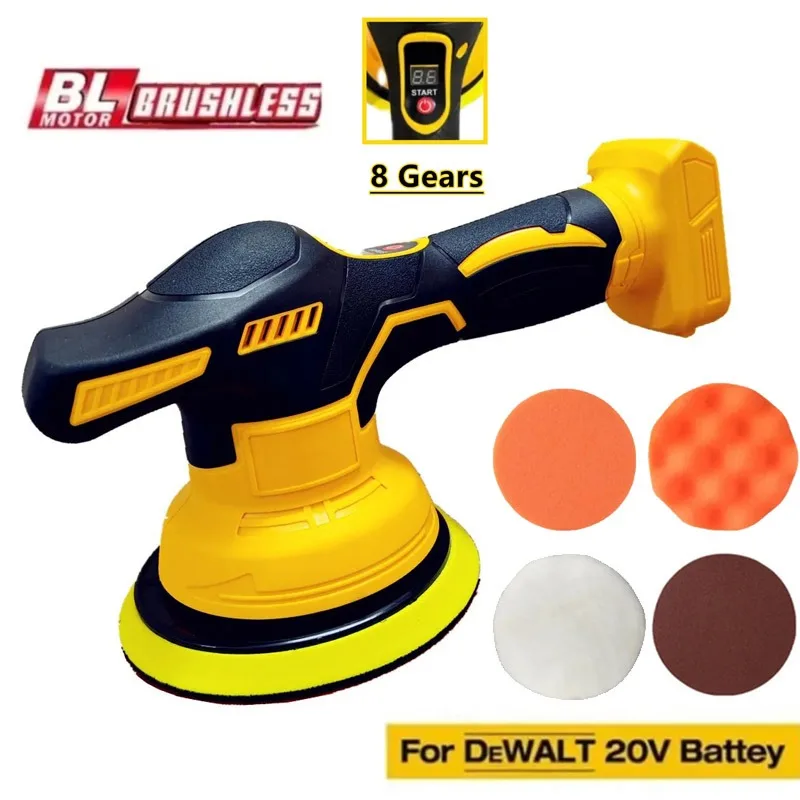 

Fit for DeWALT 20V Battery Electric Car Polisher 8 Gears Cordless Auto Polishing Machine Waxing Sanding Sealing Power Tools