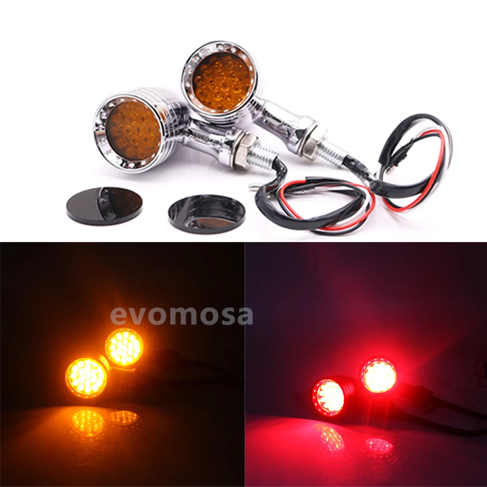 

Evomosa Universal 12V Motorcycle Amber Mesh Lens LED Turn Signal Brake Light For Harley Honda Yamaha Suzuki Bobber Brand New
