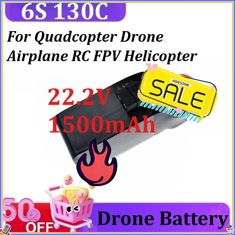 

Black Series V2.0 6S 130C Lipo Battery with XT60 Plug For Quadcopter Drone Airplane RC FPV Helicopter 22.2V 1500mAh