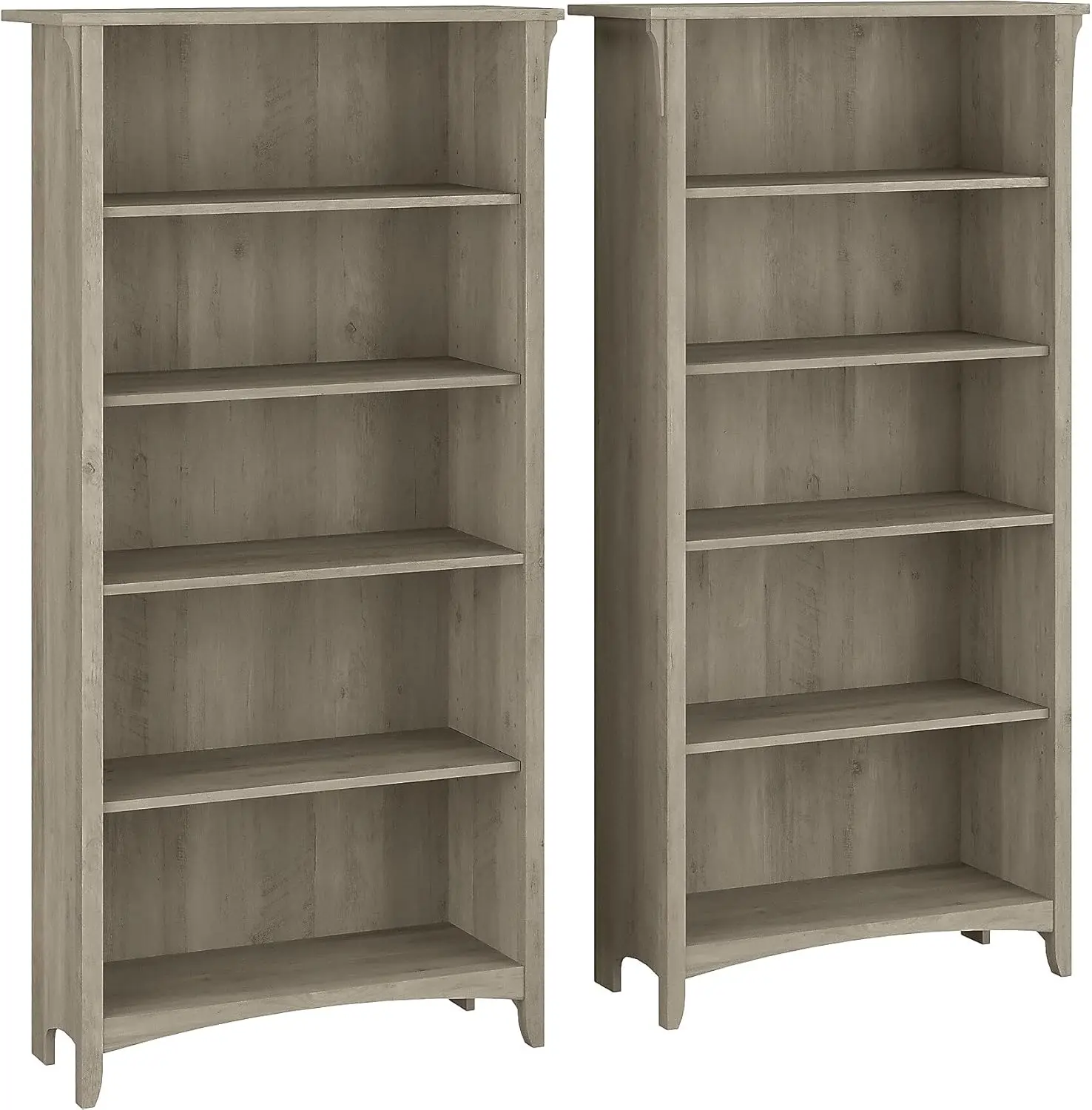 Salinas Tall 5 Shelf Bookcase - Set of 2 in Driftwood Gray