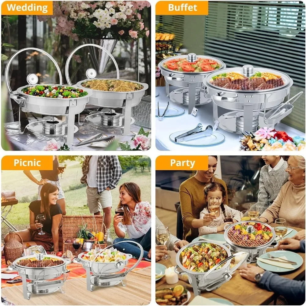 ROVSUN 5Qt 8 Pack Chafing Dish Buffet Set, NSF Stainless Steel Round Chafers for Catering, Buffet Servers and Warmers Set