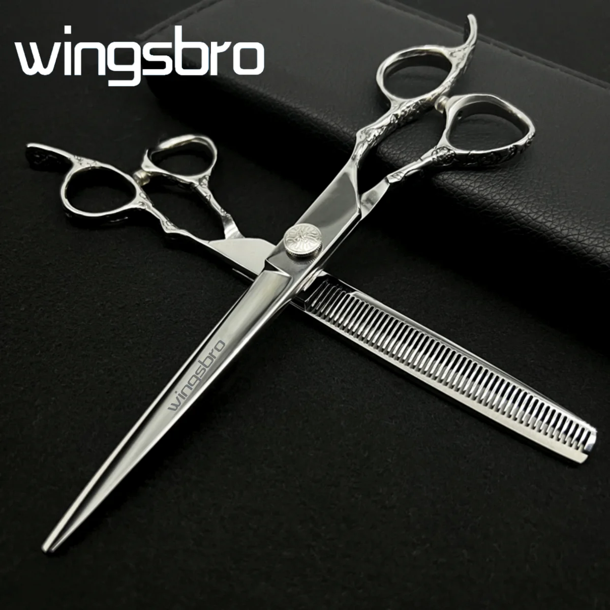 7.5 Inch Professional Hairdressing Scissors kit Rose Pattern Hairstylist Scissors Barbershop Styling Tools