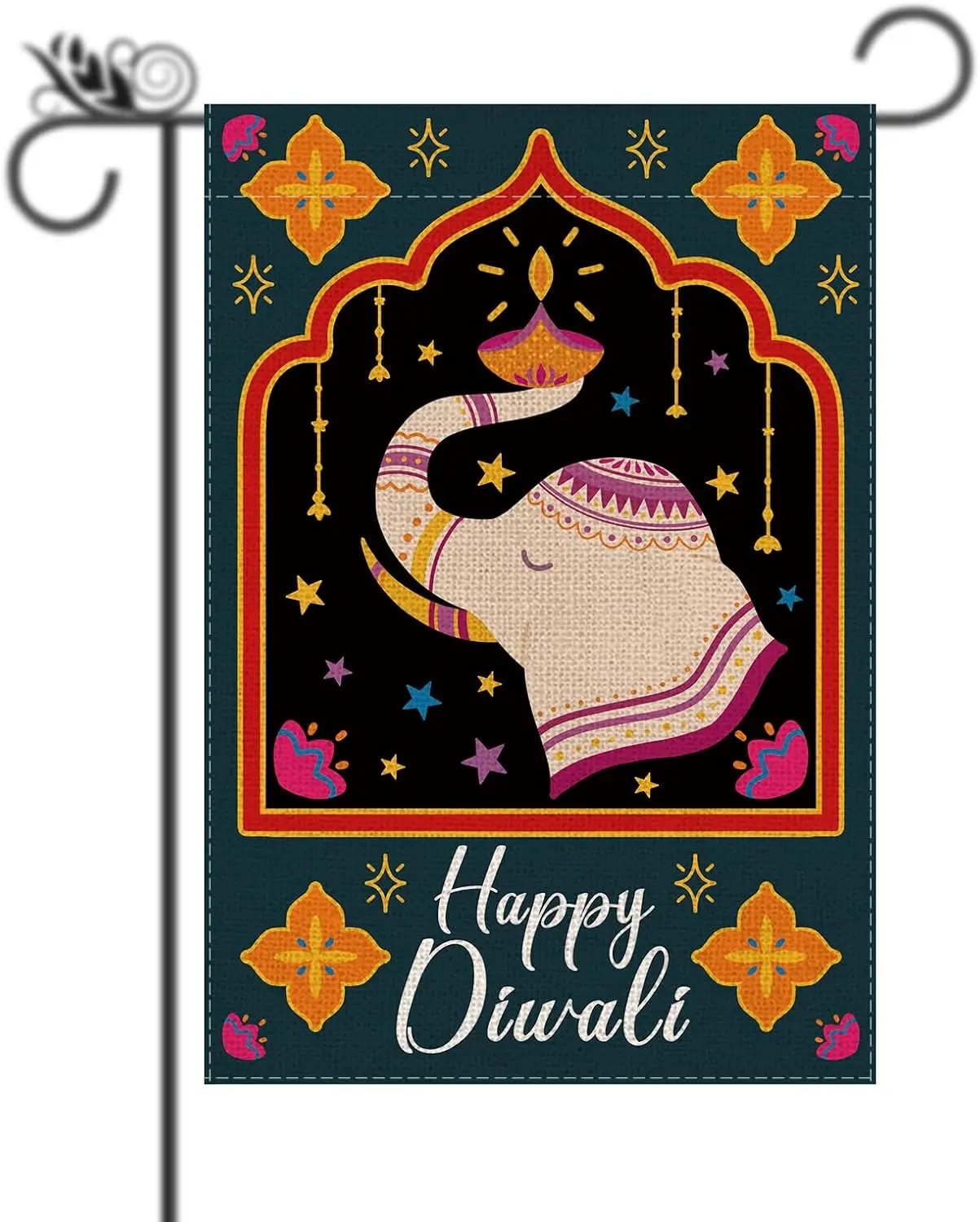 Diwali Decorations for Home Happy Diwali Candle Elephant Vertical Double Sided Yard Welcome Flag for Festival Outdoor Patio