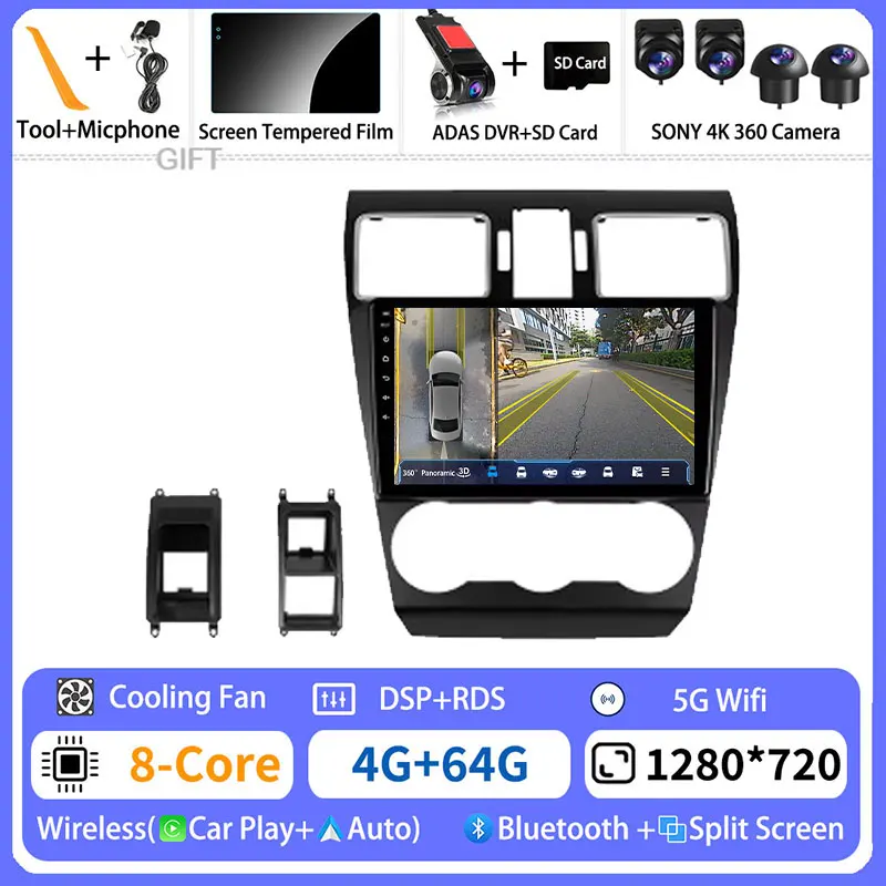 Android 16 Autoradio voor Subaru Forester SJ 2016-2018 Levorg VM VM4 2014-2020 Stereo Draadloze CarPlay Auto GPS Scherm 360 Camera
