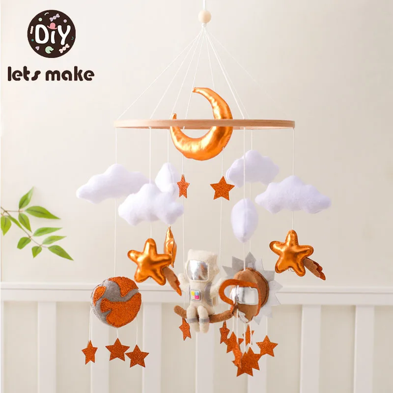 Baby Rattle Toy 0-12 Months Wooden Mobile On The Bed Newborn Music Box Bed Bell Astronaut Hanging Toy Holder Bracket Infant Crib