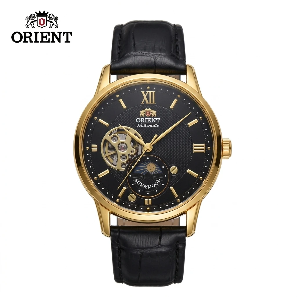 Orient Japan Men Retro World Timer Automatic Mechanical Watch, 21 Jewels Day Date Luminous Stainless Steel Wristwatch