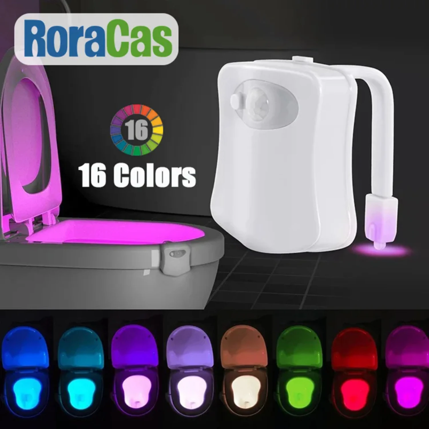 16 Colors Toilet Night Light Motion Sensor Lights Washroom Backlight LED Lamp Toilet Bowl Lighting  Bathroom Decoration