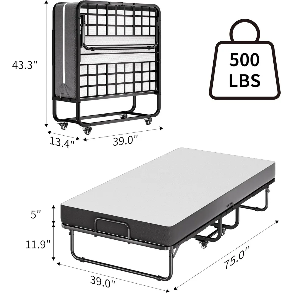 سرير قابل للطي محمول بحجم مزدوج للبالغين مع مرتبة إسفنجية الذاكرة - سرير ضيوف مثالي #3