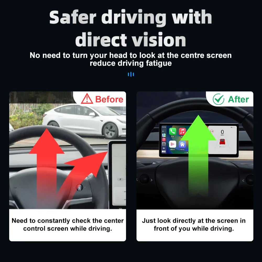 Instrument Cyfrowy 2023 do Tesli Model 3 Y Ekran Carplay Kamera AHD Head Up Display Akcesoria do Deski Rozdzielczej