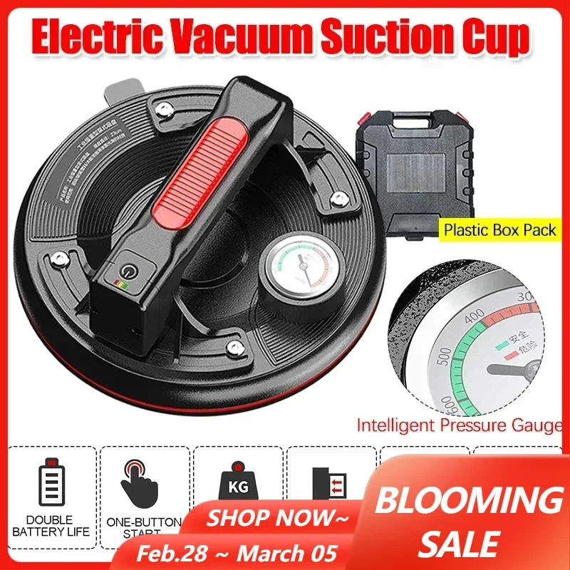 Elektrischer Vakuums auger mit intelligentem Manometer 220kg Tragfähigkeit automatischer leistungs starker Keramikfliesen-Glas heber 8 Zoll