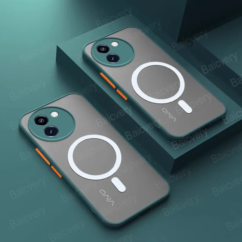 for VIVO V30E 5G V2340 V2339 Case Capa With Ring Iron Sheet Magnetic Sticker Anti-Drop Shell Matte Full Protective Back Cover
