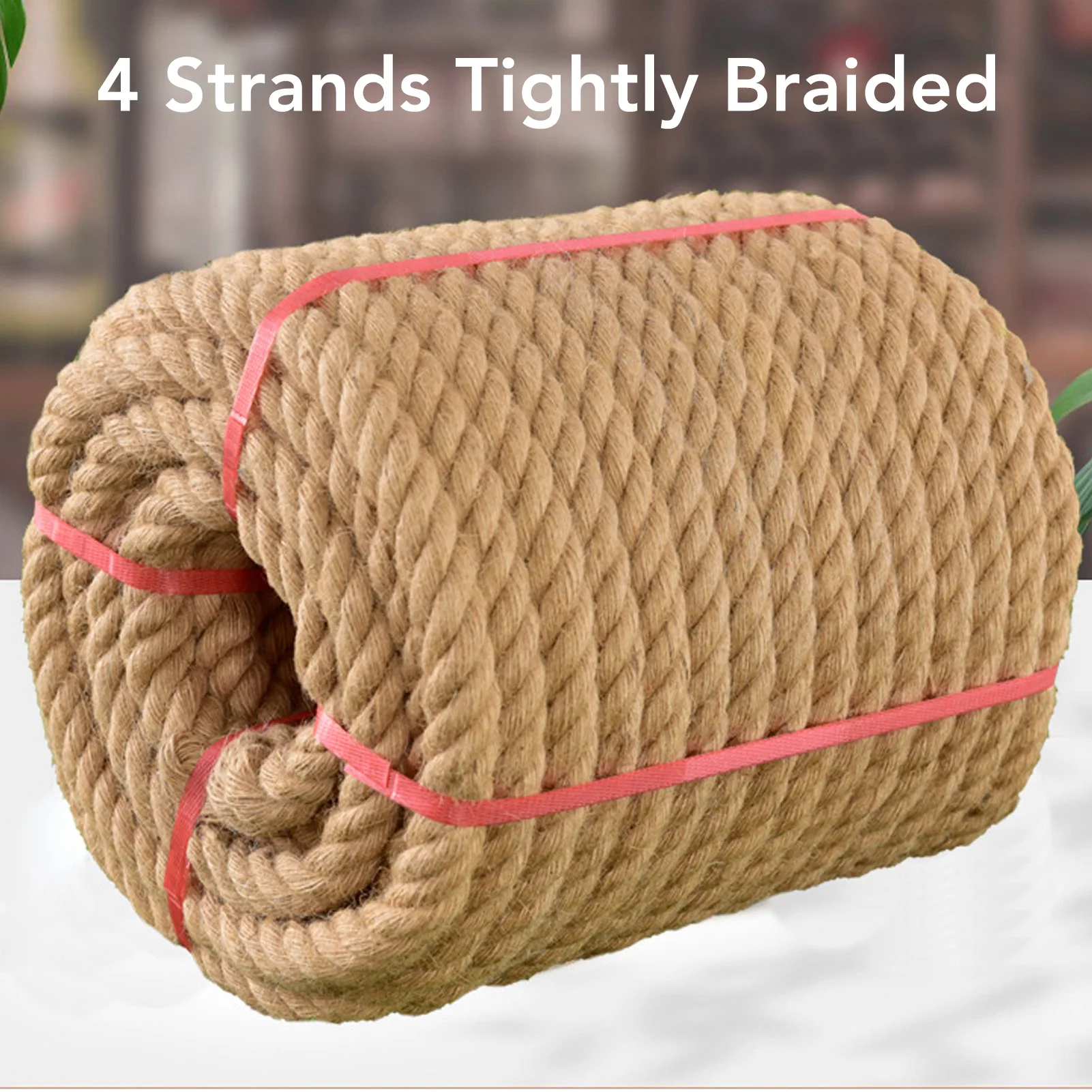 Twisted Yellow Hemp Rope Twisted Natural Thick Jute Rope Hammock Swing Boat Railing 40mm 800kg Bearing