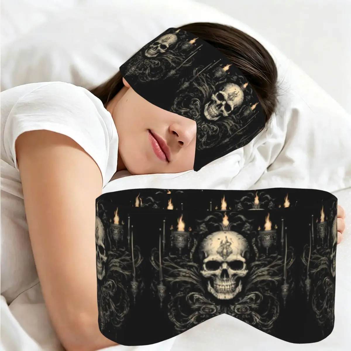 Antifaz para dormir con diseño de calavera gótica, bloqueador de luz, portátil, para niñas, niños, oficina, siesta, fiesta, regalo, antifaz para los ojos