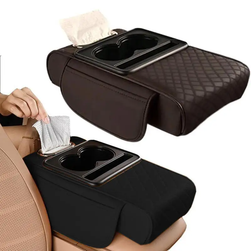 

Car Armrest Box 6.5cm Thicken Height Pad Arm Rest Cushion With Pocket Tissue Cup Holder Memory Cotton Elbow Support Height Pad