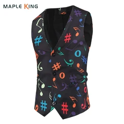 Streetwear Printed Vests Men Dress Fashion Steampunk Single-Breasted Suit Waistcoat Business Casual Slim Fit Kamizelka Meska 4XL