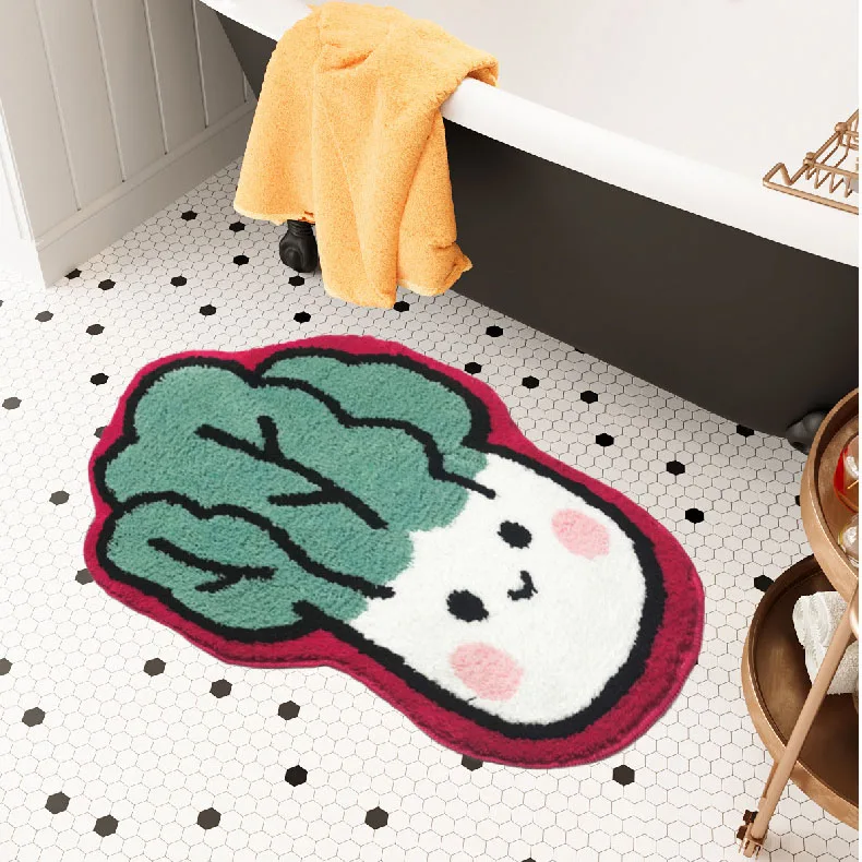 Thicken Tufted Doormat Cute Cabbage Shaped Kitchen Carpet Anti Slip Bath Mat Home Decor Entrance/Hallway Room Rug Cloakroom Mat