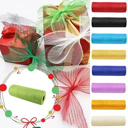 10yards*26cm Christmas Tree Mesh Tulle Roll Fabric Flower Gauze Mesh Roll Halloween Ribbon Gift Box Wrapping Party DIY Decor