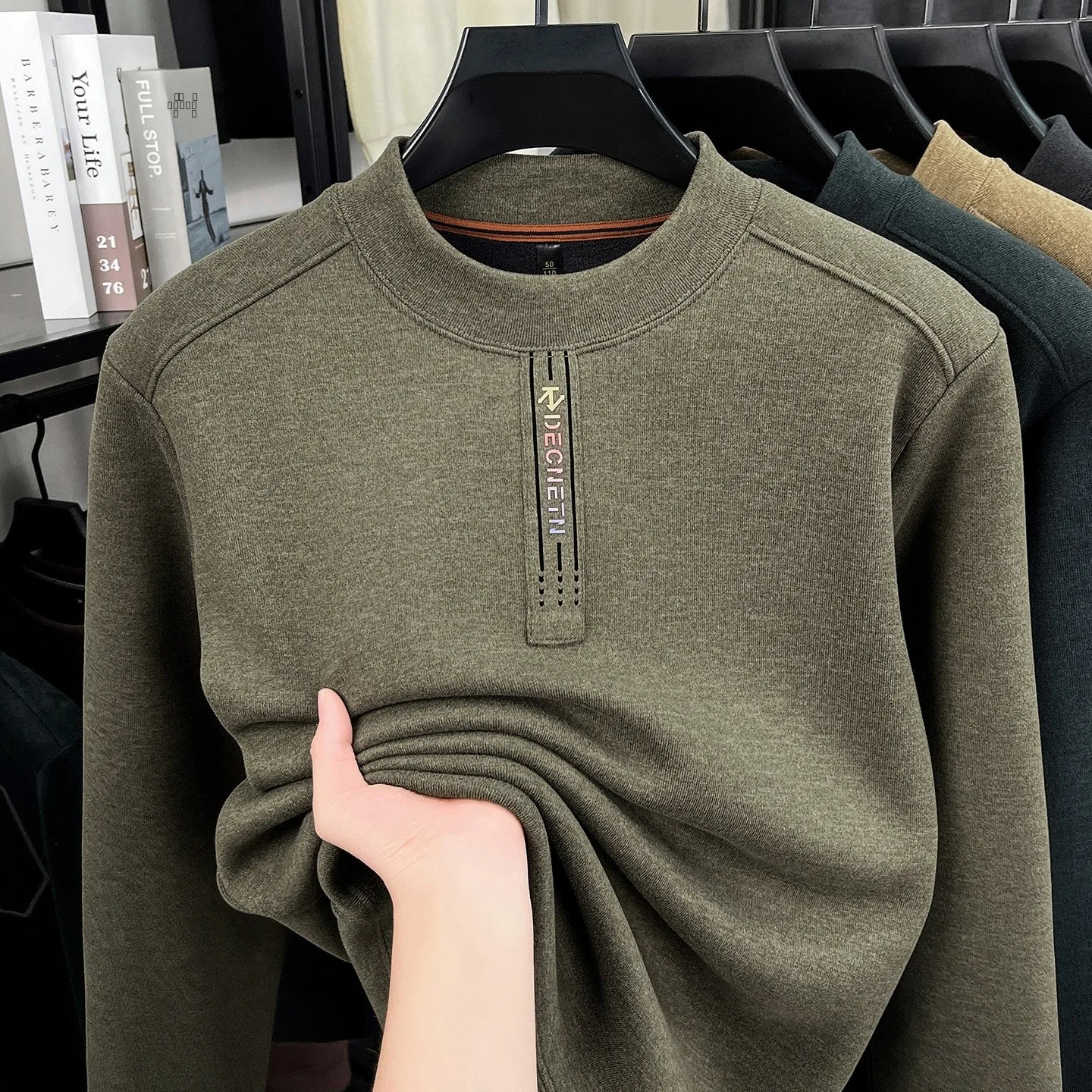

Thiened Fce Knitted Sweater f High Collar Men's Winter Thermal Base irt Casual Sle Regular Fit Long Sve Top