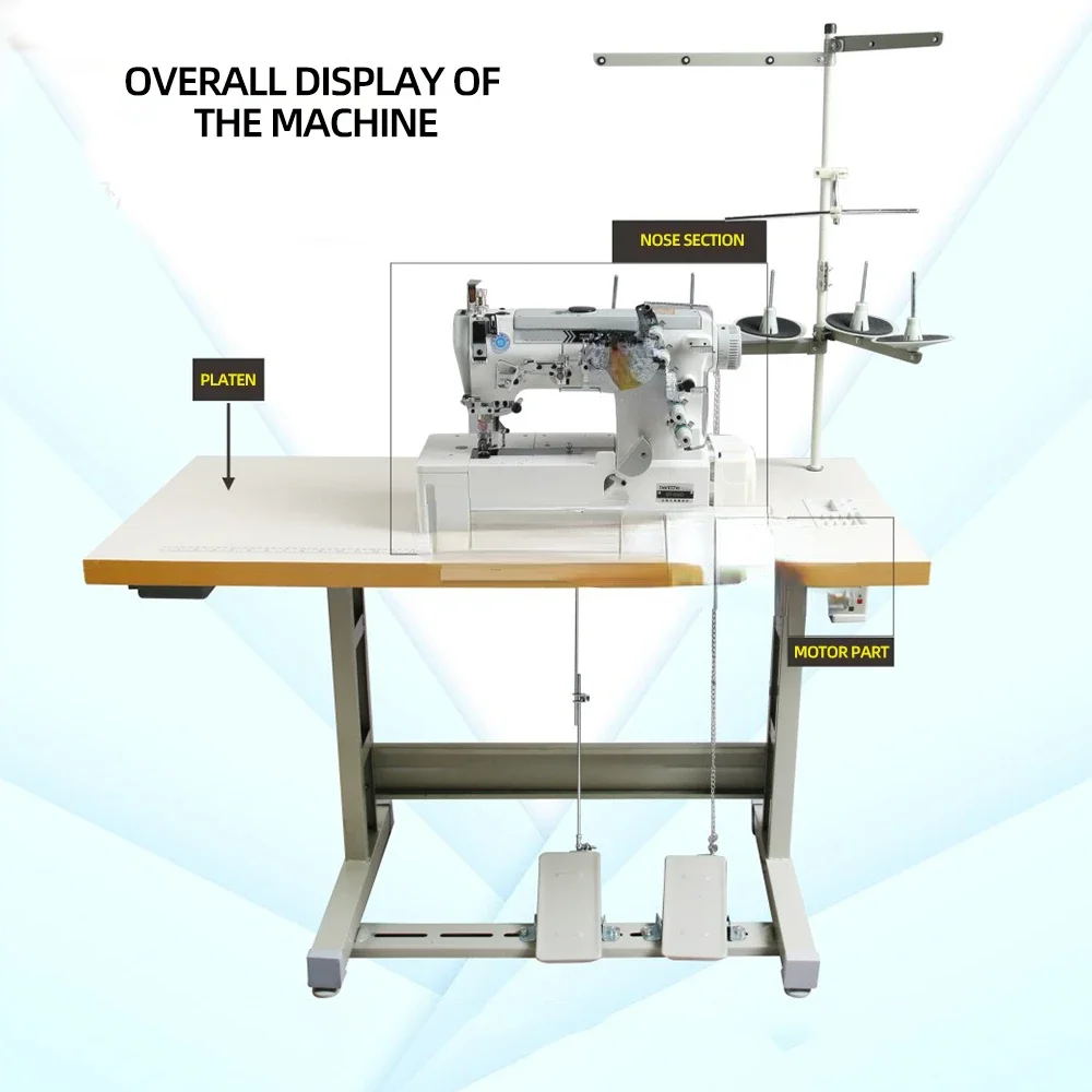 

3 Needle 5 Lines Industrial Sewing Machine with Tight Stitching on the Collar, Hem, And Cuffs,Traight Drive Shed Sewing Machine