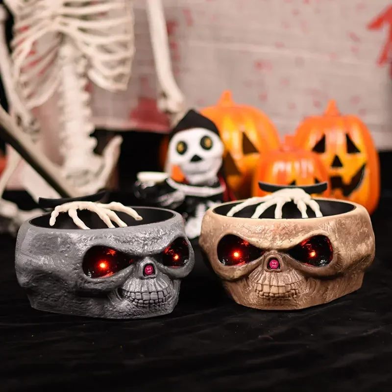 Halloween Electric Toy Candy Bowl with Jump Skull Hand Scary Eyes Party Creepy Decoration Haunted Skull Bowl Ktv Bar Horror Prop