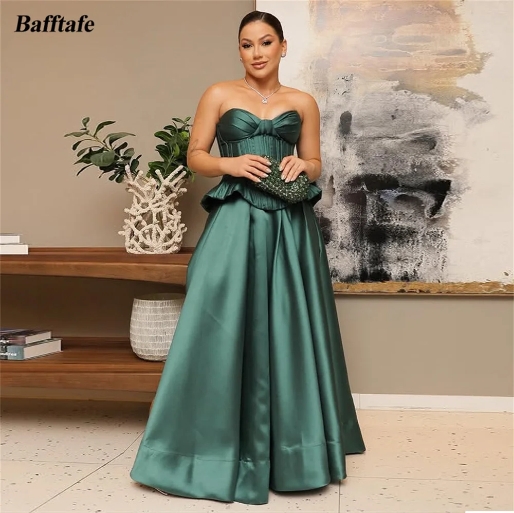 Bafftafe A Line Abiti da ballo personalizzati verdi Corsetto Ossa Occasioni speciali da donna Abito da sera lungo da damigella d'onore per festa di nozze