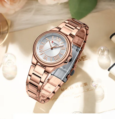 Imagen 2 del producto Reloj CURREN 9091 con accesorios de moda para mujer, pulsera elegante de marca de lujo, reloj de cuarzo resistente al agua para mujer, reloj táctil