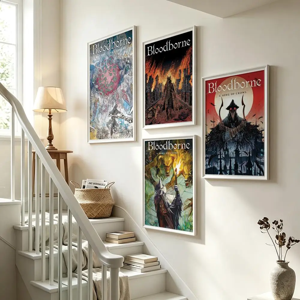 comic Bloodborne A Song of Crows Poster Poster HD Waterproof Self-adhesive Art Print Wall Decor for Bedroom Living Room Gift
