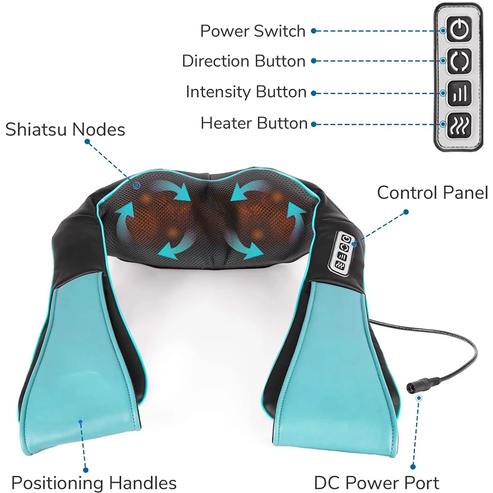 EMS JinKaiRui U Shape Electrical Neck Massager Shawl Roller Heat Massage Electric Pain Shoulder Multi-function Massagem