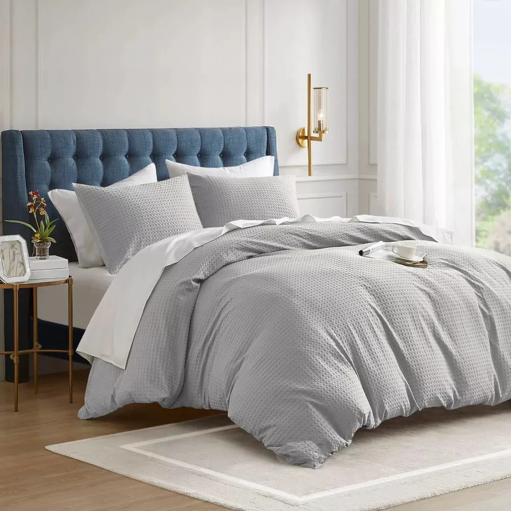 

Duvet Cover Full/Queen Weave Textured Soft 3 Pieces Bedding Comforter Cover,All Season Home Decor,Bed Linen