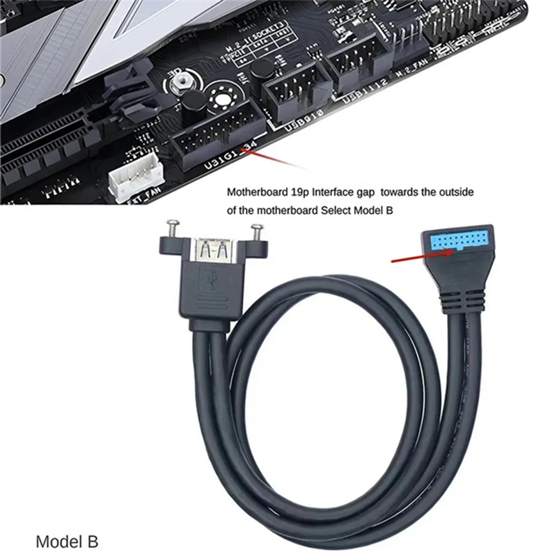 AED5-90 graus up/down ângulo usb 3.0 19/20pin para dupla USB-A fêmea porta adaptador cabo placa-mãe cabo de extensão interna