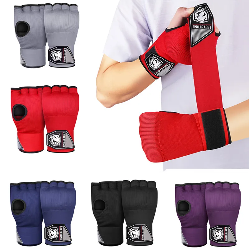 

2pcs Gel Boxing Gloves Boxing Hand Wrap Inner Gloves With Long Wrist Strap Mma Muay Thai Combat Training Hand Protective Gear