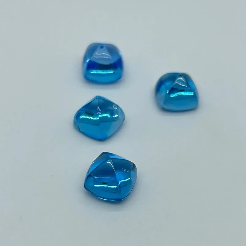 Wholesale 10x10mm Natural Swiss Blue Topaz Cabochon Sugar-Loaf Shape AAA Quality VS Loose GemstonesFor Jewelry